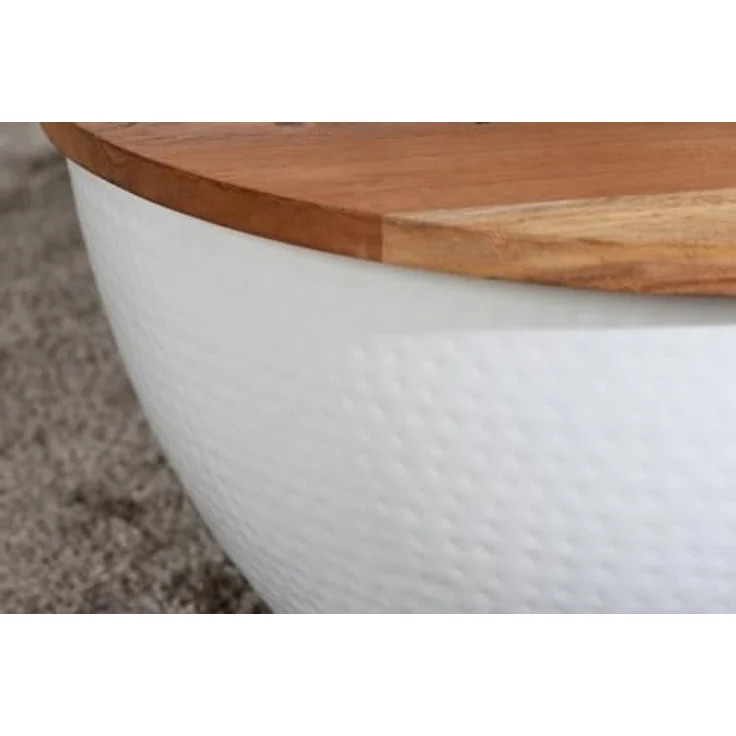riess-ambiente Couchtisch ORIENT STORAGE Ø60cm natur / weiß, Wohnzimmer · rund · Massivholz · Metall · mit Stauraum · Hammerschlag – Bild 4