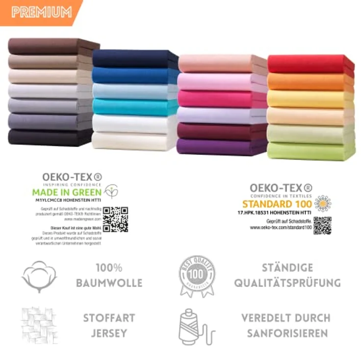 Hometex Premium Textiles Spannbettlaken Jersey-Bettlaken aus 100% Baumwolle, Gummizug: rundum, Viele Größen, vielseitige Nutzung – Bild 4