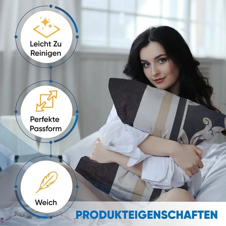 Malika Bettwäsche, Mikrofaser, 4 teilig, Für Allergiker geeignet, pflegeleicht, angenehm weicher Stoff – Bild 3