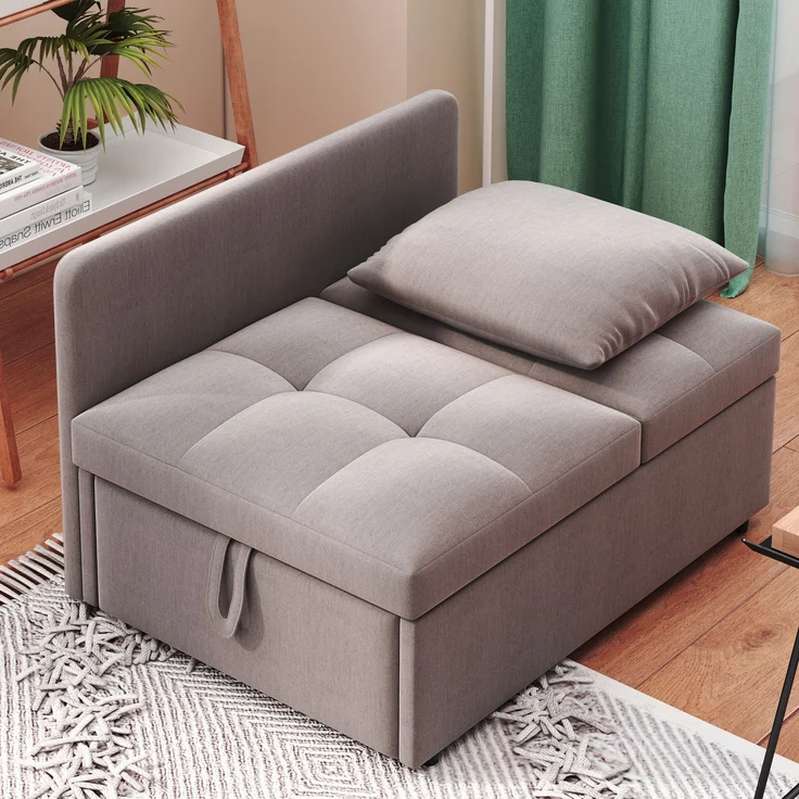 Multifunktions Schlafsofa 3-in-1, 177x68x65 cm, Grau Leinen, verstellbare Rückenlehne – Bild 5
