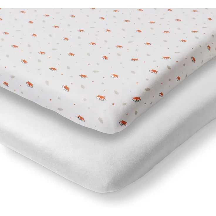 Koru Kids Spannbettlaken Motiv Fuchs, passend zu Kinderbettwäsche Fuchs, 100% Baumwolle, Gummizug: Rundum-Gummizug, (2 Stück), Liebevolles Design mit kleinen Füchsen und Sternchen
