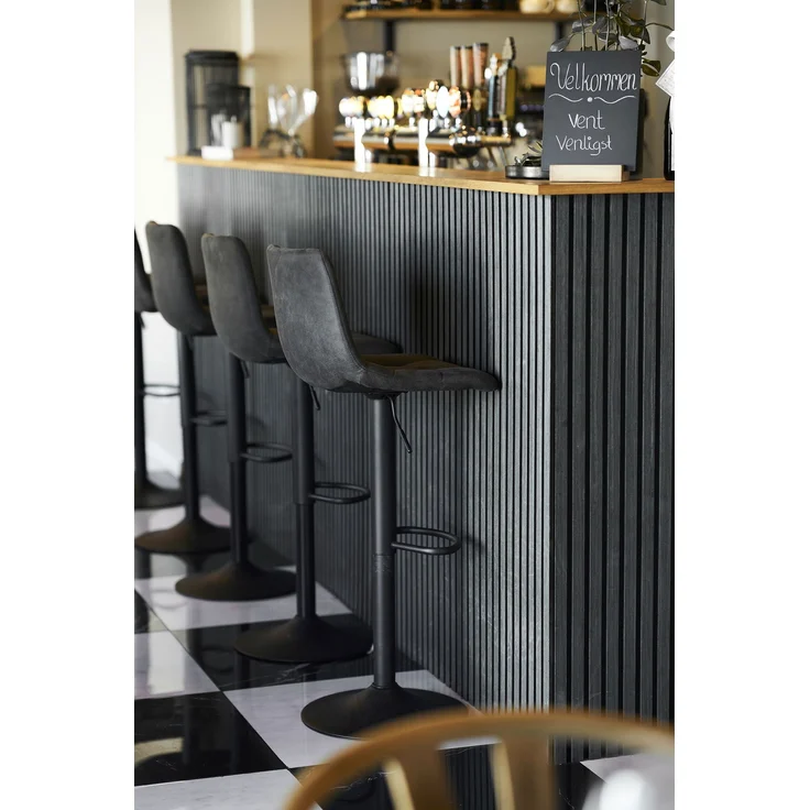 House Nordic Barstuhl, Mikrofaser, dunkelgrau, schwarze Beine, HN1229 - 2er set – Bild 8