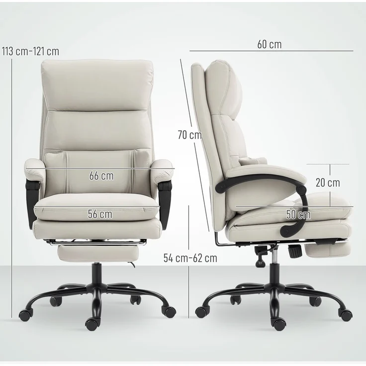 MELAYR, Bürostuhl Höhenverstellbarer Schreibtischstuhl mit Lendenwirbelstütze, Armlehne, 66 x 60 x 121 cm, Hellgrau – Bild 5