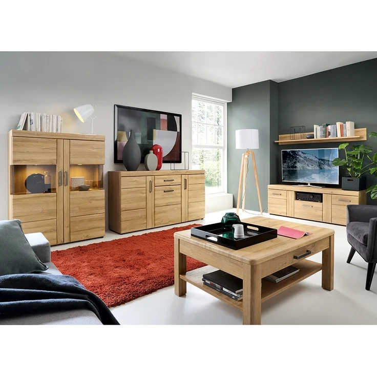 Wohn-/Esszimmer Highboard mit Beleuchtung, Grandson Eiche Nb. CARIATI-129, B/H/T ca. 101,9/133/37,4 cm – Bild 6
