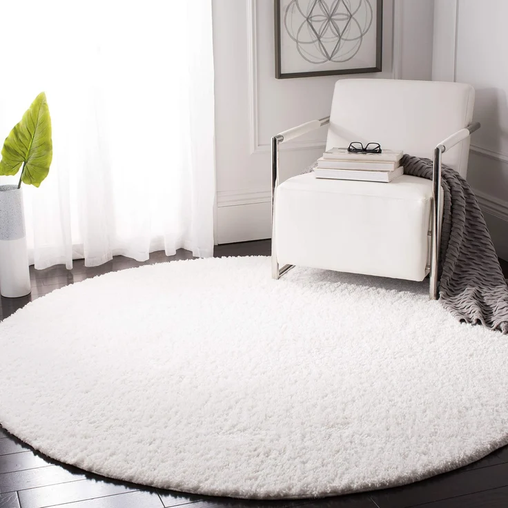SAFAVIEH Zottelig Teppich für Wohnzimmer, Esszimmer, Schlafzimmer - August Shag Collection, Kurzer Flor, Weiss, 101 X 159 cm
