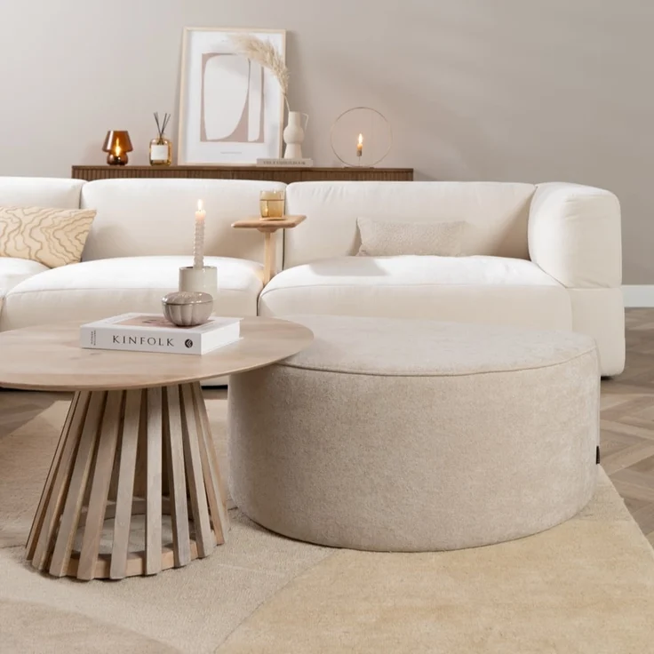 Bronx71 Hocker Lune halbrund Chenille beige – Bild 5
