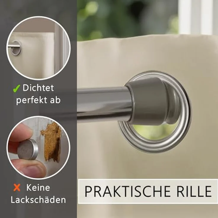 tinycurtains Türvorhang mit Stange silber 70-120 cm Thermo Vorhang ohne Bohren, blickdicht, Ösen, abdunkelnd, Polyester, beige Driftwood, Türgardine mit Klemmstange Raumteiler verdunkelnd – Bild 10
