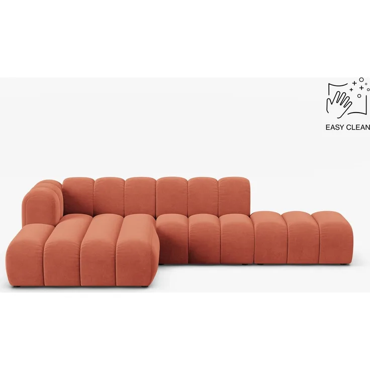 Micadoni Modulares Ecksofa offen Lupine 5-Sitzer Samt Venus Koralle Links
