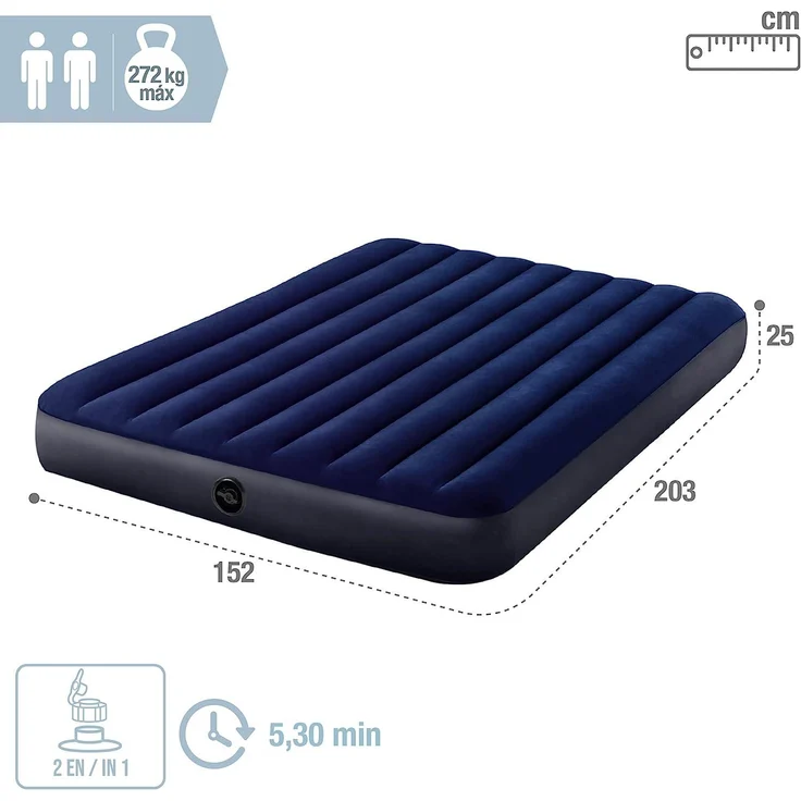 Intex 'Queen Dura-Beam Classic Downy' Luftbett, blau, 152 x 203 x 25 cm – Bild 4