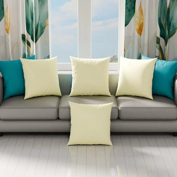 PETTI Artigiani Italiani – 2er-Set Kissenbezüge 45x45 cm aus Mikrofaser, Dekokissen Kissenhülle für Sofa & Bett, Zierkissenbezug mit Reißverschluss, Tiffany Creme – Bild 3