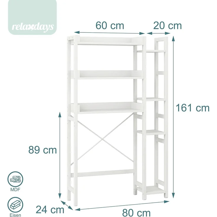 Relaxdays Toilettenregal 3 Ebenen mit Seitenablage – Bild 2