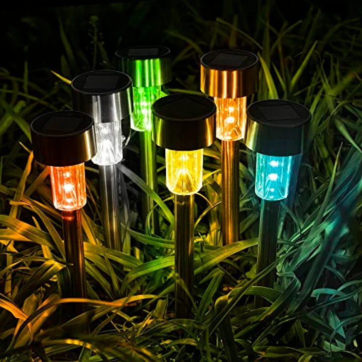 GIGALUMI Solarlampen für außen, Solarleuchten für Garten, 12 Stück, wasserdichte Solar Gartenleuchten für außen Garten, Balkon, Terrasse, Festtage, Wege (Farbwechsel) – Bild 6