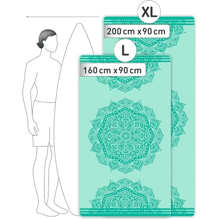 Fit-Flip Strandtuch XXL Mikrofaser, leicht und schnelltrocknend, 100% recyceltes Badetuch, Mandala, 160x90cm – Bild 4