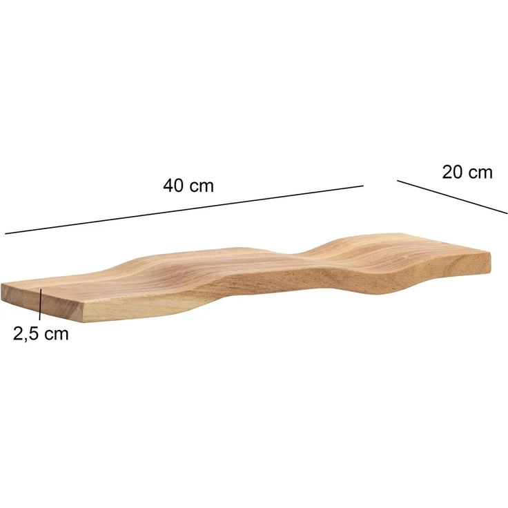 FINEBUY Wandregal FB74747 Wandregal Akazie Massivholz 40cm in moderner Wellenform, Elegantes Regalbrett mit geschwungener Form, Handgefertigt aus Akazienholz – Bild 3