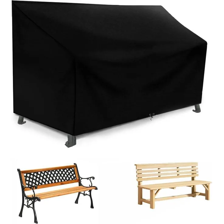 Gartenbank Abdeckung 3 Sitzer 420D Schwarz 420d Schwarz 163x66x63 89cm