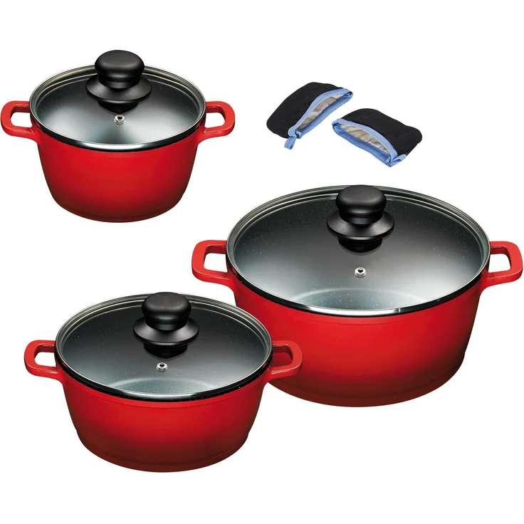 KING Topf-Set, Aluminiumguss (Set, 6-tlg, je 1x Kochtopf mit Deckel Ø 16/20/24 cm), Induktion – Bild 3