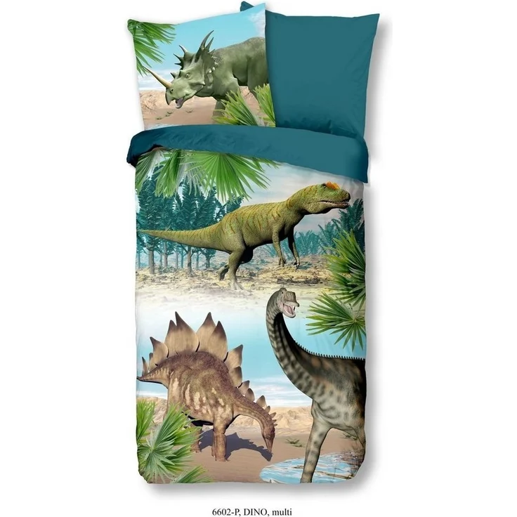 Soma Renforcé Pastell Bettwäsche-Set 2 teilig Bettbezug 2tlg 135x200cm Kopfkissenbezug 80x80cm (Dino dunkel grün) – Bild 5