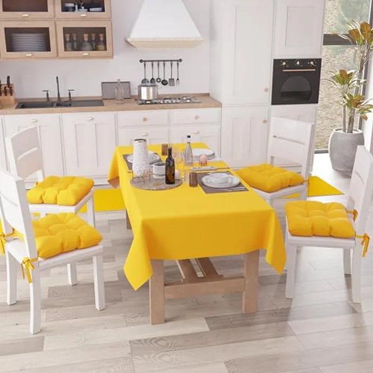 Petti Artigiani Italiani - Tischdecke, Küchentischdecke aus Baumwolle, einfarbig, gelb, 15 Plätze (140 x 300 cm) – Bild 4