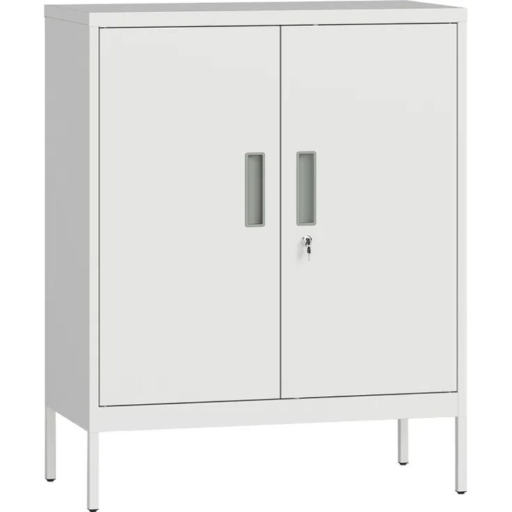 Verschließbarer Stahlschrank mit 2 Türen, Büroschrank, verstellbare Regale, für Homeoffice, Wohnzimmer, Garage, Weiß--Weiß--80x40x100cm--YOUDENOVA