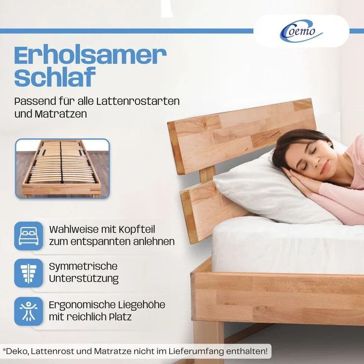 Bett LEAH 80x200 cm mit Kopfteil Farbe: Buche – Bild 2