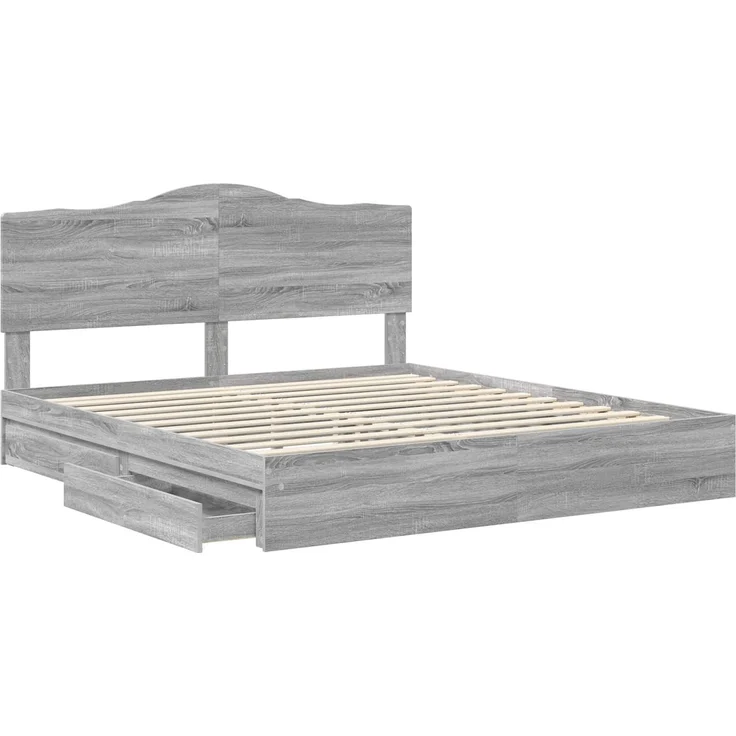 vidaXL Aufbewahrungsbett Graues Sonoma 200 x 200 cm Holzwerkstoff 3413476 – Bild 4