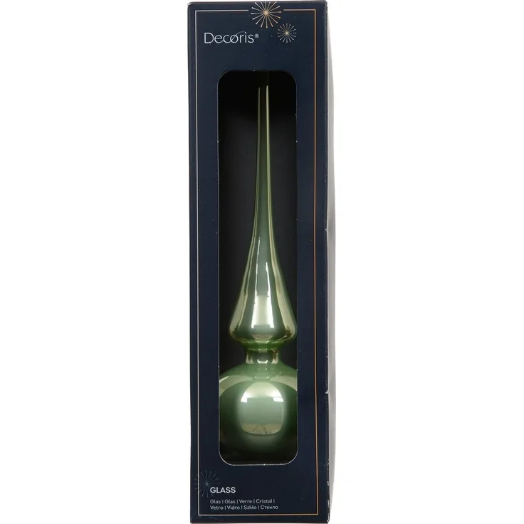 Kaemingk Christbaumspitze, Christbaumspitze Glas 26cm - Matchagrün glänzend
