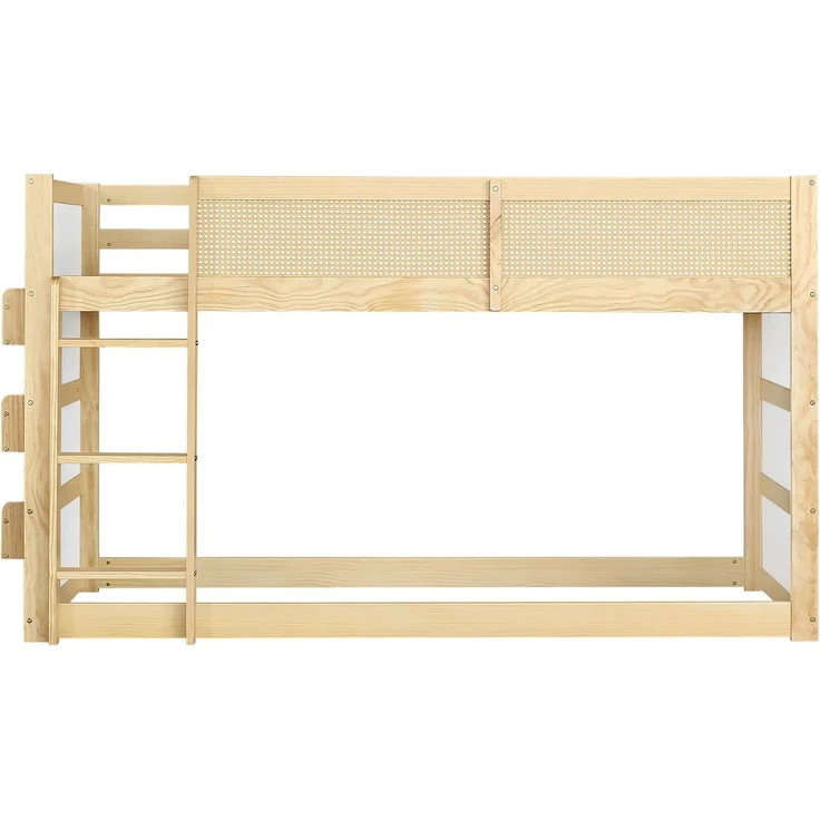 Hochbett mit RGB LED-Streifen, Regal, Rausfallschutz, Lattenrost und Trittleiter, 90x200 cm, Kinderbett, Kiefer – Bild 9