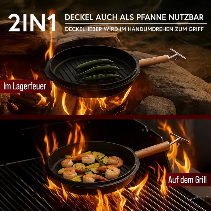 GUSSKÖNIG Dutch Oven Klassisch Topf mit Füßen 7Liter Set – Bild 6