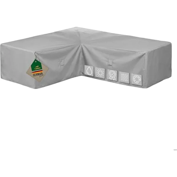Mehr Garten Abdeckung für Gartenmöbel Loungegruppe L-Form, 300x245x80 cm, grau, Oxford 600D Gewebe, wasserdicht, UV-beständig und wetterfest – Bild 1
