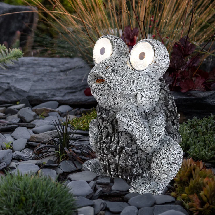 2er Set LED Solarleuchte, Frosch, grau, Höhe 21 cm – Bild 7