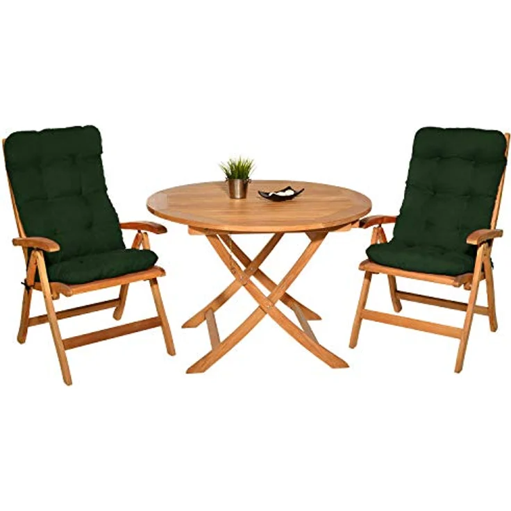 Beautissu Hochlehnerauflage 6er Set Hochlehner Auflagen Flair HL, 120 x 50 x 8 cm, Dunkelgrün, Sitzpolster Set für Gartenstühle Outdoor – Stuhlkissen für Hochlehner – Bild 7