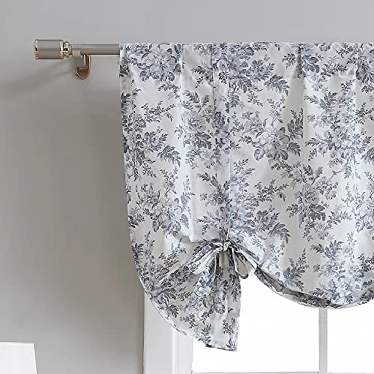 Laura Ashley Home - Volant aus Baumwolle, stilvolle und leichte Fensterdekoration für Heimdekoration (Annalise Floral Grey, 127x63,5 cm) – Bild 3