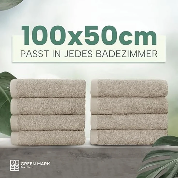 NatureMark 8er Spar-Pack Frottier Handtücher, Handtuch-Set, 50x100 cm, Sand/Beige, 100% Baumwolle – Bild 3