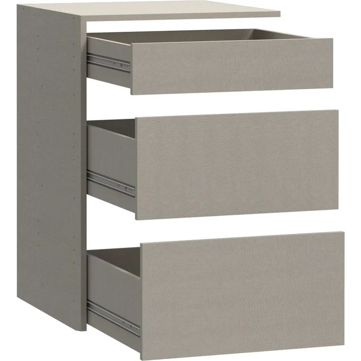 Forte SCHACH & MATT 2 Schubladenblock mit 3 Schubladen, Innenkommode für Kleiderschrank, Holzwerkstoff, Grau Textilnachbildung, 53,5 cm breit x 78,2 cm hoch x 52,7 cm tief – Bild 4