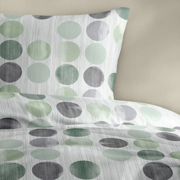 Bettwäsche Bierbaum Biber 4153-30 grün Kreise Dots 135x200 – Bild 3