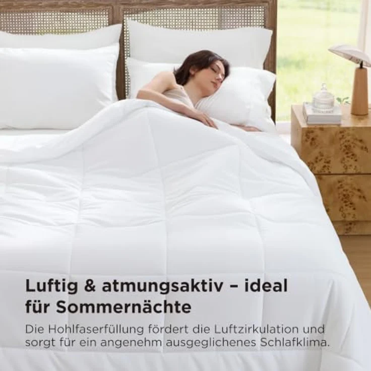 BEDSURE Sommerdecke 135x200 Dünne Sommerbettdecke - Bettdecke für Sommer | Microfaser Sommer Steppdecke für Allergiker Waschbar Hypoallergen Atmungsaktive Anschmiegsam OEKO-TEX zertifiziert, Weiß – Bild 3