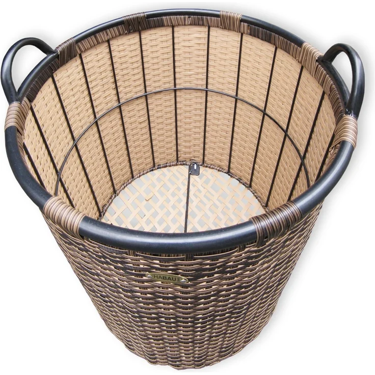 HABAU Holzkorb mit Stoffeinsatz, 42 cm, Braun, aus Polyethylen, mit Metallrahmen – Bild 2