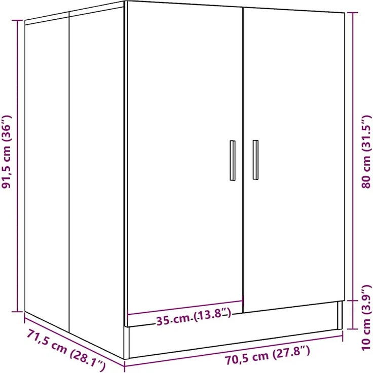 vidaXL Waschmaschinenschrank Artisan-Eiche 70,5x71,5x91,5 cm 856641 – Bild 9