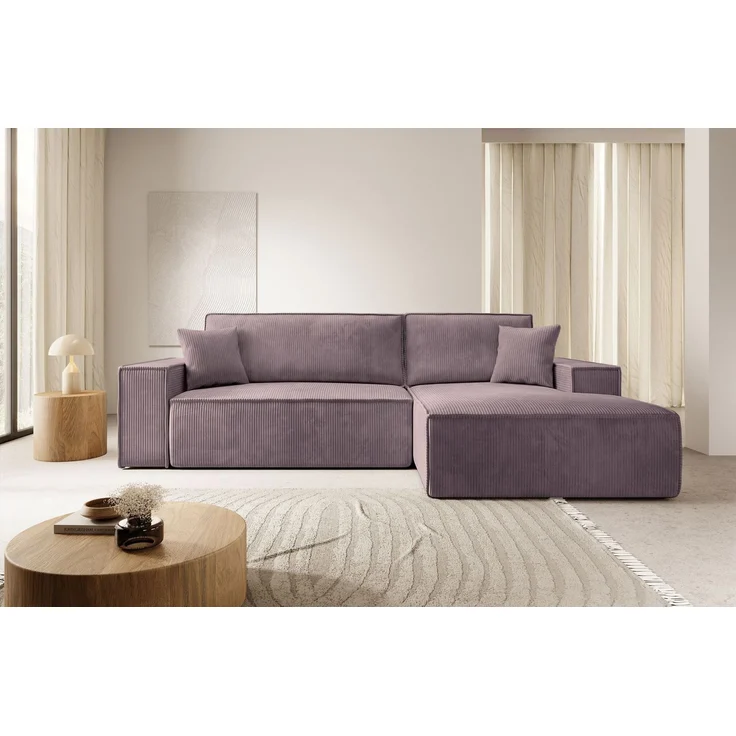 Selsey 'Farese ' Ecksofa mit Cordbezug, Schlaffunktion und Stauraum, Rosa, rechts – Bild 2