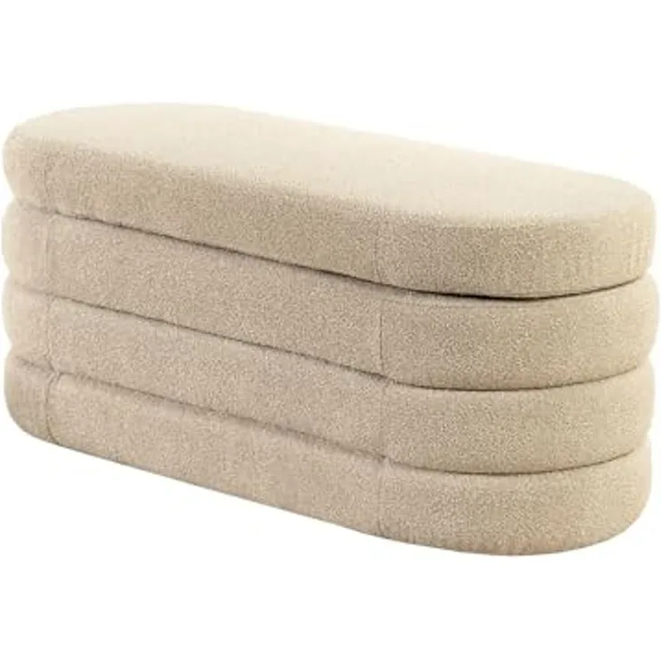 riess-ambiente Sitzbank VOGUE 115cm taupe - gepolstert, mit Aufbewahrung, fertig montiert (Einzelartikel, 1-St), Wohnzimmer · Bouclé · rund · mit Stauraum · Scandinavian Design