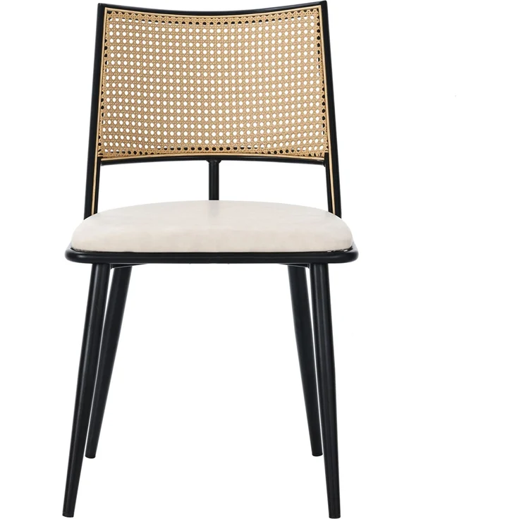 Esszimmerstuhl-Set 80cm×46cm×48cm in Schwarz mit Rattan-Rückenlehne und PU-Sitz – Bild 9
