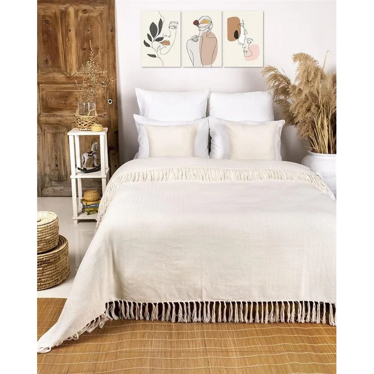Gräfenstayn Tagesdecke Premium Tagesdecke 100% Baumwolle Fischgrätenmuster Sommerdecke, Wohndecke als Sofa-Überwurf, Bett-Überwurf, Couch-Überwurf, Sofa-Decke – Bild 3