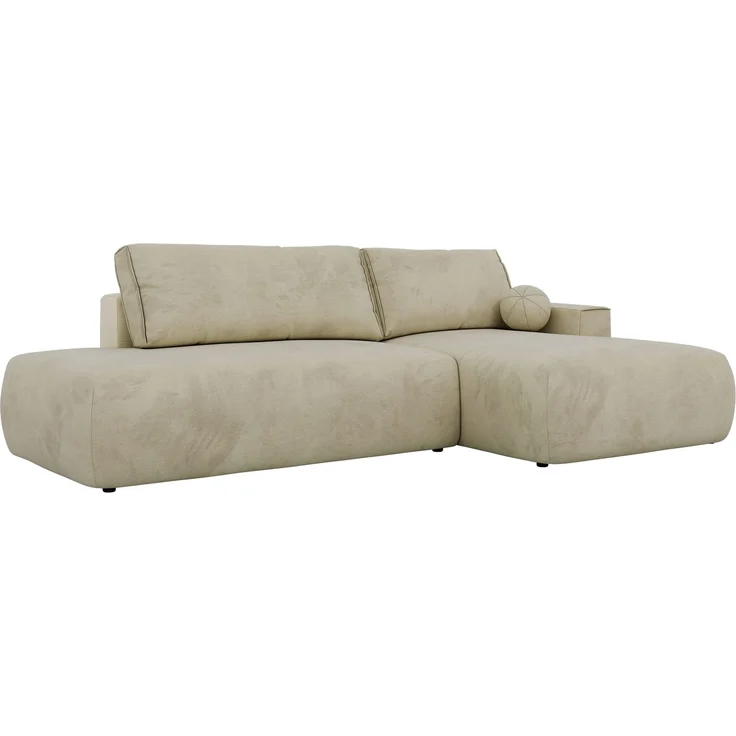 Ecksofa TAREN L mit Schlaffunktion, Bettkasten, DL-Mechanismus, Wellenfederung und freistehendem, Sofa mit Stauraum - Beige Velvet - Rechts – Bild 10