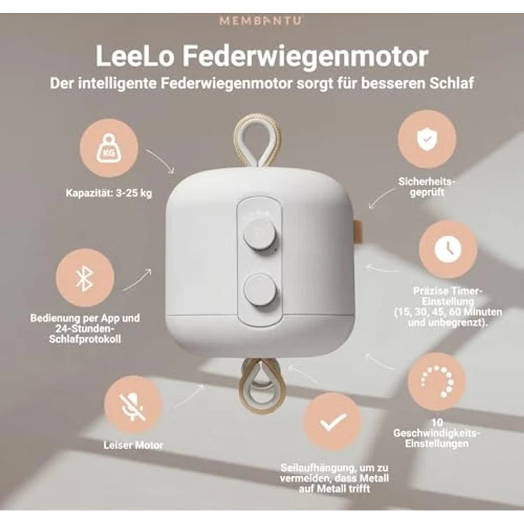 Membantu Premium Set inkl. Ständer und Federwiegenmotor LeeLoo02 Natur – Bild 3