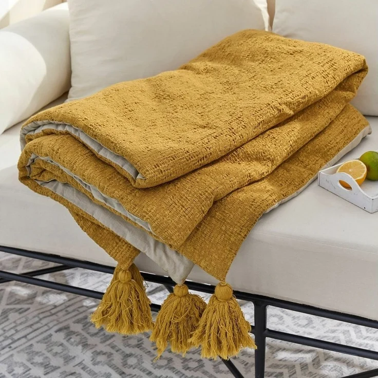 Mirabeau Tagesdecke Plaid Rabea gelb – Bild 2