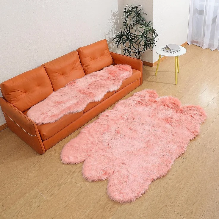1 Stück Plüschteppich, flauschig, Nachttisch- & Schlafzimmer-Teppich, 40x60 cm, Rosa – Bild 5