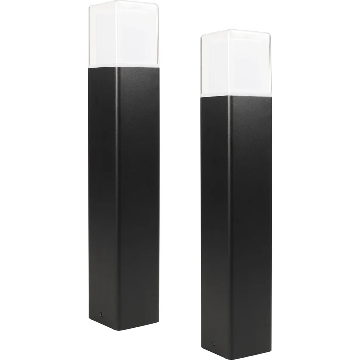 LED Pollerleuchten 2er SET ALU Schwarz Wegeleuchten IP44 Höhe 50cm – Bild 2