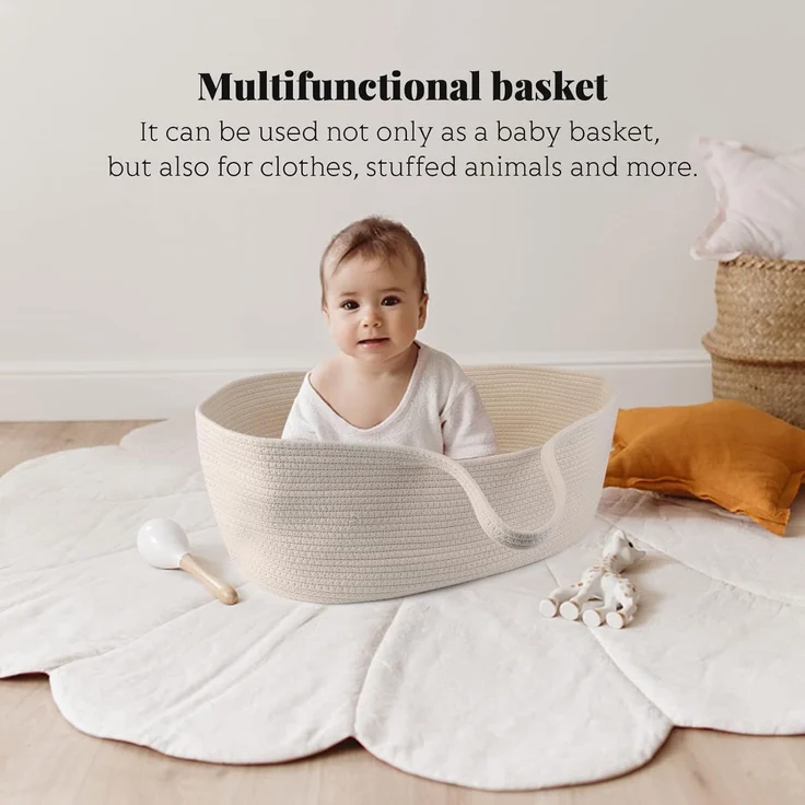 Yuehuamech Baby Moses Korb Tragbare Baby Bett Handheld Moses Korb Baumwolle Seil Infant Bett Carrycot Baby Bettwäsche Baby Schlafsack für im Freien Reise Auto – Bild 4