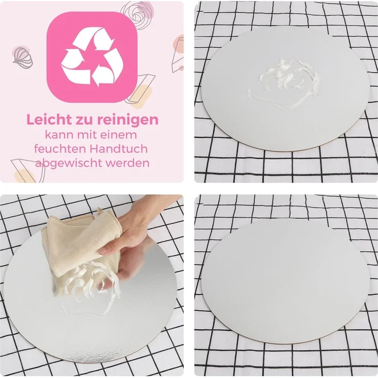 Wenburg Tortenplatte 4er-Set Tortenplatten, Pappe, Cake-Board Tortenteller beidseitig verwendbar Tortenplatte Pappe – Bild 5