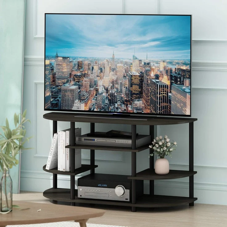 Furinno JAYA Schlichtes Design Eck-TV-Ständer, Espresso – Bild 2